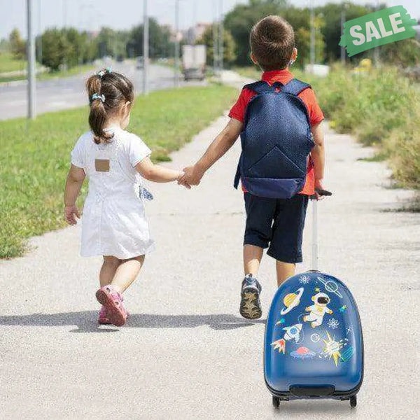 16 Inch Kids Carry-On Luggage Hard Shell Suitcase with Wheels-Blue Blue Kids Luggage