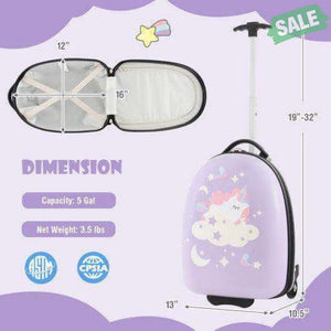 16 Inch Kids Carry-On Luggage Hard Shell Suitcase with Wheels-Blue Blue Kids Luggage