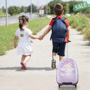 16 Inch Kids Carry-On Luggage Hard Shell Suitcase with Wheels-Blue Blue Kids Luggage