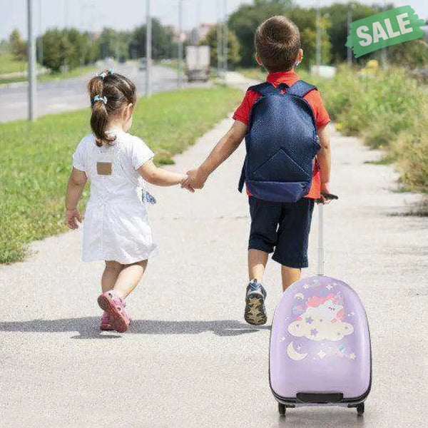 16 Inch Kids Carry-On Luggage Hard Shell Suitcase with Wheels-Blue Blue Kids Luggage