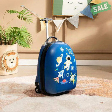 16 Inch Kids Carry-On Luggage Hard Shell Suitcase with Wheels-Blue Blue Kids Luggage