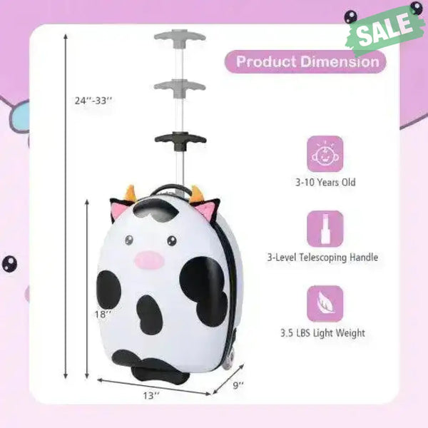 16 Inch Kids Rolling Luggage with 2 Flashing Wheels and Telescoping Handle-Pink Pink Kids Luggage