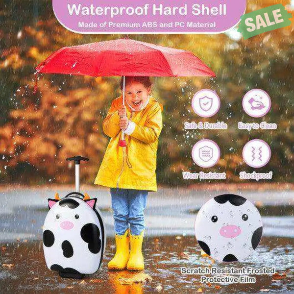 16 Inch Kids Rolling Luggage with 2 Flashing Wheels and Telescoping Handle-Pink Pink Kids Luggage