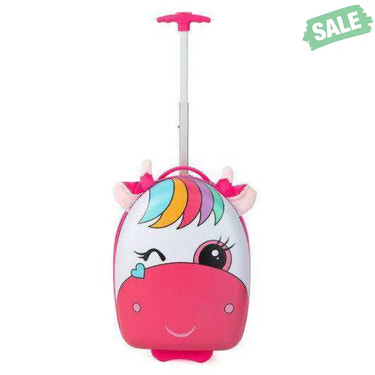 16 Inch Kids Rolling Luggage with 2 Flashing Wheels and Telescoping Handle-Pink Pink Kids Luggage