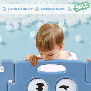 16-Panel Foldable Baby Playpen Kids Activity Centre-Blue Baby Playpen & Playards
