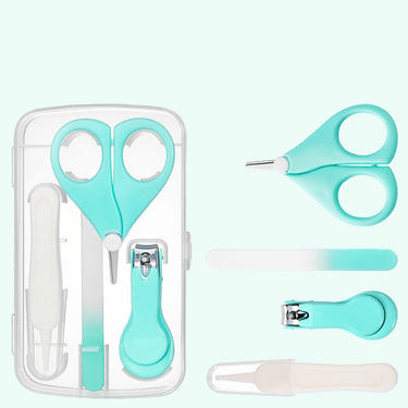 4-piece baby nail care set featuring file, clipper, and safety clipper for gentle grooming.