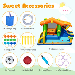 8-in-1 Inflatable Bounce House Water Park without Blower for Kids with Blower