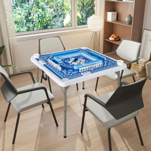 35 Inch 4 Player Game Card Folding Mahjong Table with Cup Holders
