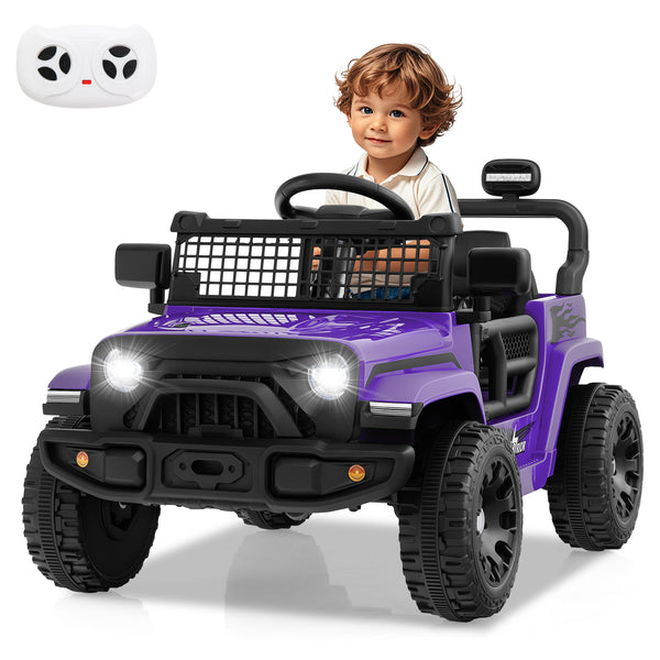 12V kids ride-on truck car, battery-powered electric vehicle for outdoor fun, angled view showcasing design and features.
