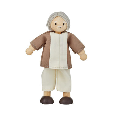 Grandfather dollhouse figure with fair skin tone for imaginative pretend play. Perfect for children's dollhouse adventures.
