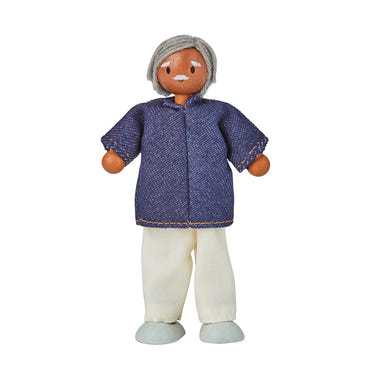 Grandfather dollhouse figure with medium skin tone for imaginative pretend play. Perfect for enhancing storytelling!
