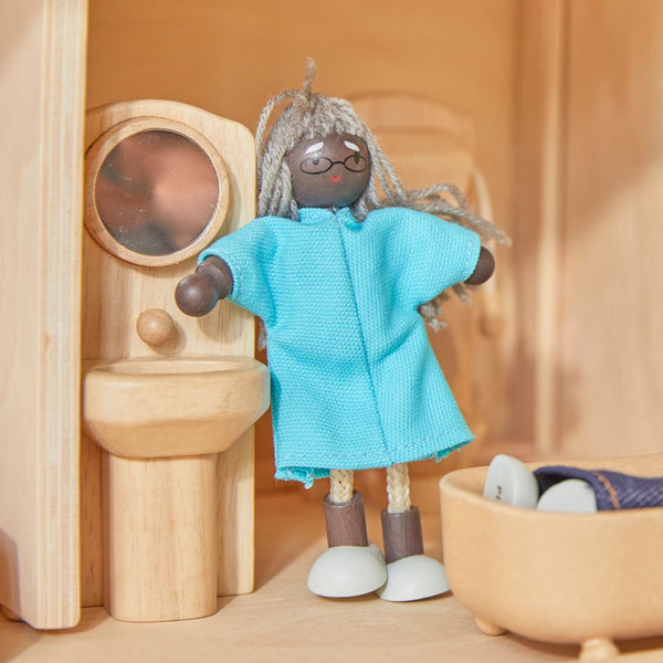 Grandmother Dollhouse Figure - Dark Skin Tone