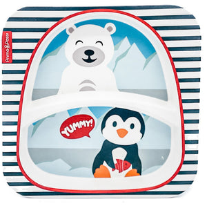 Primo Passi - Bamboo Fiber Kids, Divided Square Plate, Winter Friends