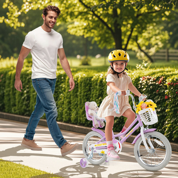 16 Inches Girls Bike Kids Bicycle with Doll Seat and Streamers for Children 4