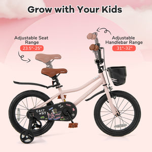 16-Inch Kids Bike with Basket and Adjustable Handlebar for 4