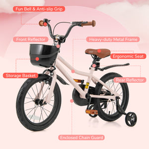 16-Inch Kids Bike with Basket and Adjustable Handlebar for 4
