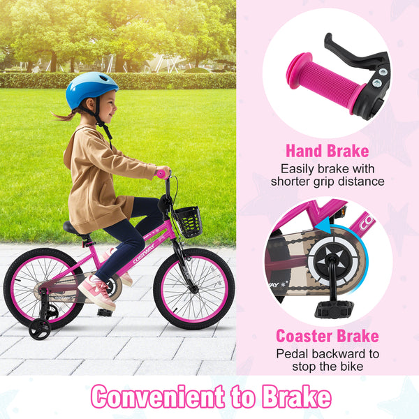 12-inch adjustable kids bike with front basket for children aged 3, shown at angle 23. Perfect for outdoor fun!