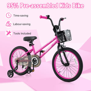 12-inch adjustable kids bike with front basket for children aged 3, angled view showcasing vibrant design and features.