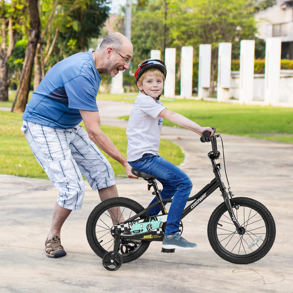 12-inch adjustable kids bike for 3-4 years old, low frame design, angled view showcasing vibrant colors and features.