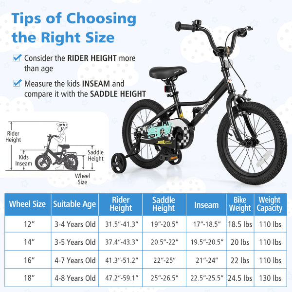 12-inch adjustable kids bike for ages 3-4, shown at angle 17, perfect for young riders.
