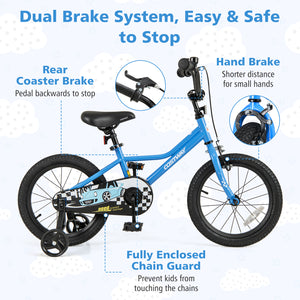 12-inch kids bike with removable training wheels for ages 3, shown at angle 21, perfect for young riders.