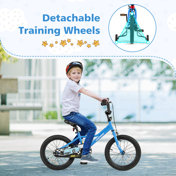 12-inch kids bike with removable training wheels for ages 3, angled view showcasing vibrant colors and design.