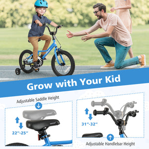 12-inch kids bike with removable training wheels, perfect for ages 3, shown at a 24-degree angle.