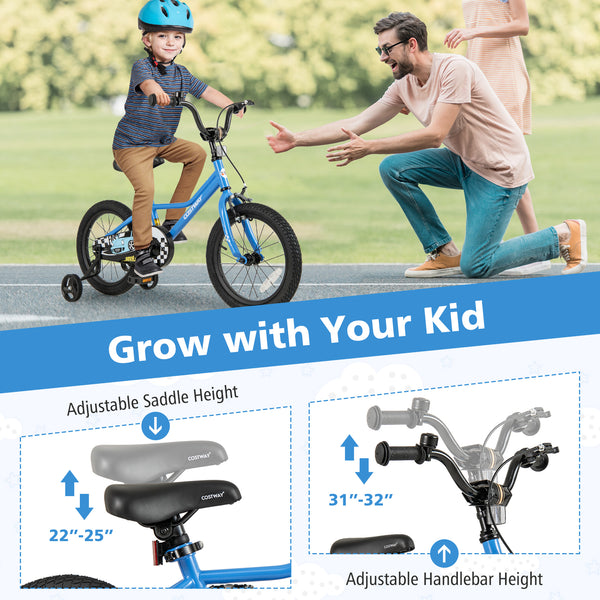 12-inch kids bike with removable training wheels, perfect for ages 3, shown at a 24-degree angle.