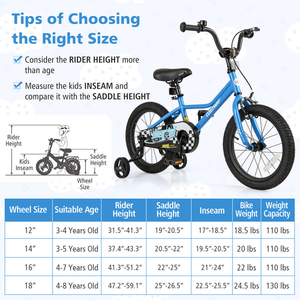 12-inch kids bike with removable training wheels for ages 3, angled view showcasing vibrant colors and design.