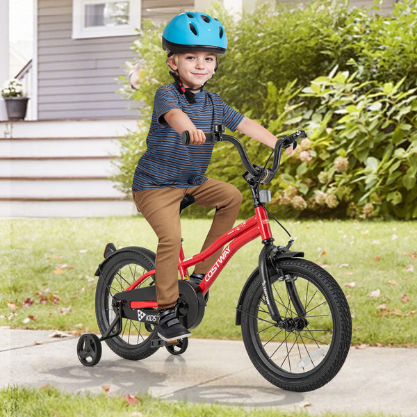 12-inch adjustable kids bike with reflectors and bell, perfect for 3-year-olds, shown at an 18-degree angle.
