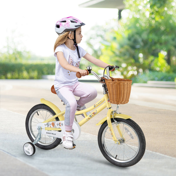 16-inch adjustable kids bike with reflectors and bell for children aged 4-7, perfect for outdoor fun and safety.