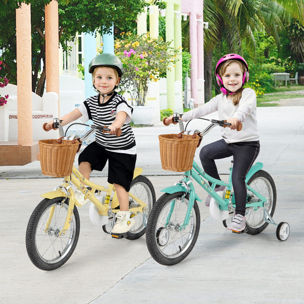 16-inch adjustable kids bike with reflectors and bell for children aged 4-7, perfect for outdoor fun and safety.