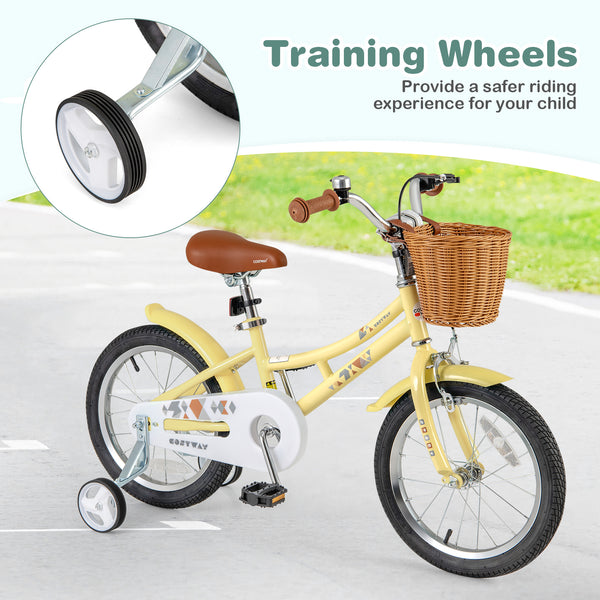 16-inch kids bike with reflectors and bell, adjustable for children ages 4-7, shown from angle 6.