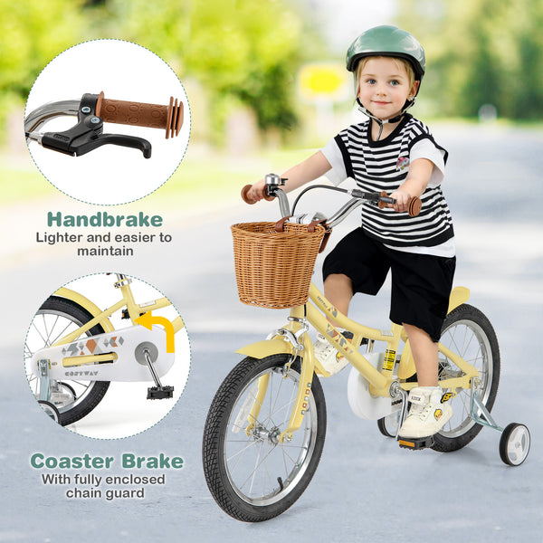 16-inch adjustable kids bike with reflectors and bell for children aged 4-7, shown from angle 8.