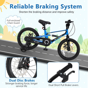 16 Inch Kids Bike Adjustable with Shock Absorber and Bell for Aged 4 to 7-16 inches