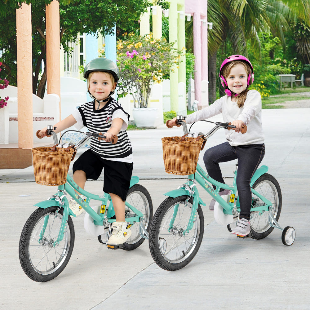 16 Inch Kids Bike Bicycle with Training Wheels and 2 Brake System Ages 4-7 Years Old
