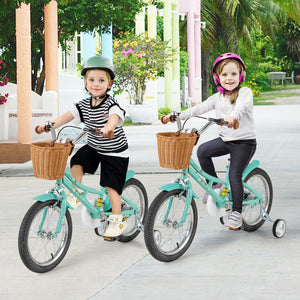 16-inch kids bike with training wheels and dual brake system for ages 4-7, shown from angle 2.