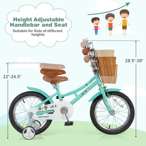 16-inch kids bike with training wheels and dual brake system for ages 4-7, shown from angle 5.