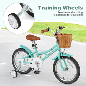 16-inch kids bike with training wheels and dual brake system for ages 4-7, shown from angle 7.