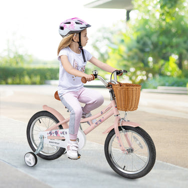Kids Bike Retro Bicycle with Adjustable Height and Basket for Ages 4-7 Years Old-16 inches
