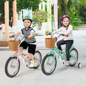 16-inch retro kids bike with adjustable height and basket for ages 4-7, shown from angle 2.