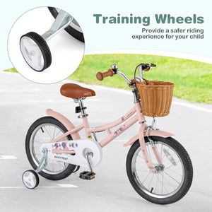 16-inch retro kids bike with adjustable height and basket for ages 4-7, shown from angle 8.