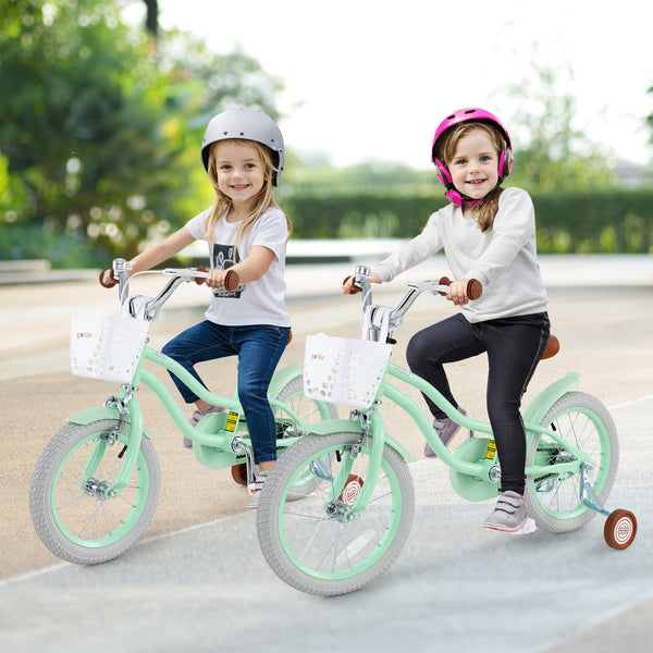 14-inch kids bike with adjustable seat and bell for ages 3-8, shown at angle 10, perfect for outdoor fun.