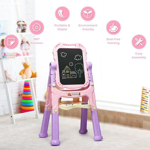 Height Adjustable Kids Art Easel Magnetic Double Sided Board for Toddlers & Kids