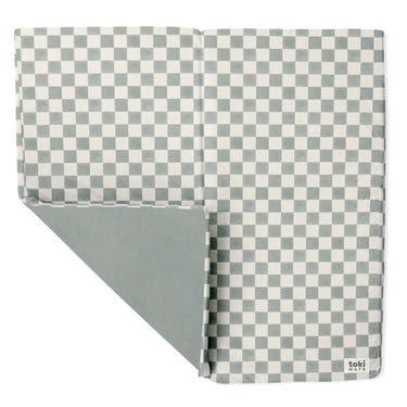 Checker Matcha Organic Cotton Mat for babies, perfect for playtime and safe lounging.