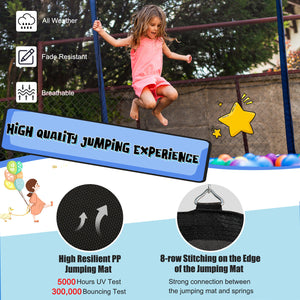 15/16 feet outdoor trampoline with enclosure net, perfect for safe recreational fun for kids. Angle 13 view.