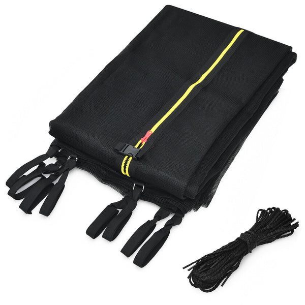 15/16 feet trampoline replacement safety net with adjustable straps, ensuring safety for kids during playtime.