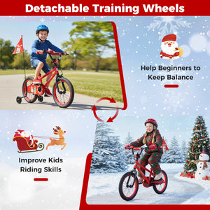 12-inch adjustable kids bike with Christmas music and flag for ages 3-5, shown at angle 21.