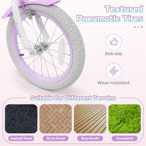 18-Inch Kids Bike Adjustable with Basket and Streamers Purple - Princess of the Sea Theme