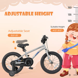 16-Inch Kids Bike Bicycle for Boys Girls 4-7 Adjustable with High Carbon Steel Frame